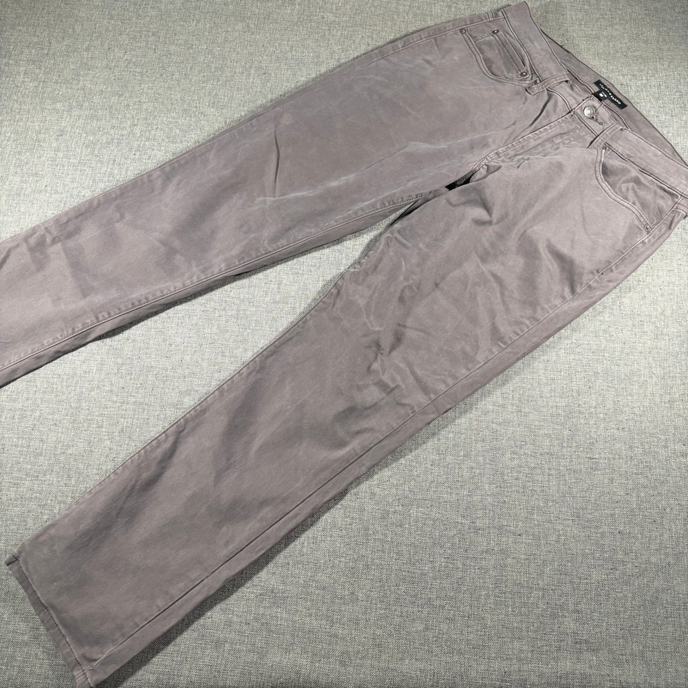 Lucky Brand 121 Slim Straight Pants Mens 31x30 Gray Stretch Chino 5-Pocket